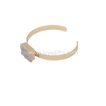 Wholesale Gold Jewelry For Druzy Cuboid Clear Crystal Cluster Gold Copper Bangles